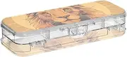Yoogain Lion Yellow Mystery Cool Clear Pencil Plastic Box Double Layer Pens Boxes Case For Craft Art With Snap-Tight Lid