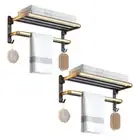 2X 62cm Wall-Mounted Double Towel Holder Bathroom Rack Rail Hanger Hooks