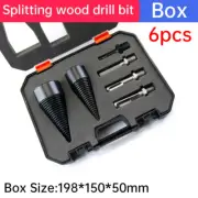 6PCS Firewood Drill Bit Hex Shank Wood Cone Log Splitter Screw Splitting Driver