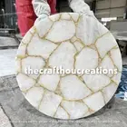 White Agate Geode Coffee Table Top, Center Living Room Table Top, Home Decor Top