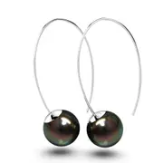 Solid 925 Sterling Silver Loop Pearl Earrings