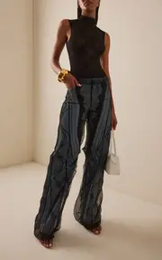 [Christopher Esber] Lace-Paneled Rigid Low-Rise Wide-Leg Jeans