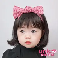 在飛比找momo購物網優惠-【UNICO】兒童粉底印花復古感蝴蝶結髮箍(髮飾/配件/聖誕