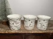 RARE Set Of 3 RUSS CHRISTMAS NATIVITY 3" Porcelain Votive CANDLE HOLDER ML9A