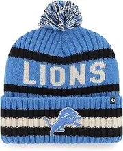 47 NFL Detroit Lions Unisex Cuff Knit Bobble Hat, Blue Raz, Blue Raz, One size