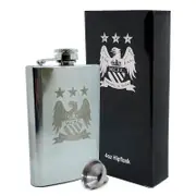 Manchester City FC Manchester City Hip Flask Chrome 4oz Boxed OFFICIAL Football Gift Silver