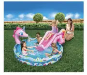 Banzai Kids Inflatable Unicorn Swimming Pool With Slide *Brand New*
