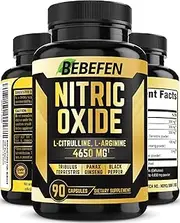 Nitric Oxide Supplements 4650mg - High Formula with L-Arginine, L-Citrulline, Tribulus, Ginseng - 90 Capsules