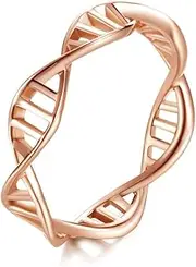 RIUKIU Women's Double Helix Genetic Ring, Stylish Stainless Steel Ring for Women,Rose Gold,5
