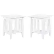 Home Square 20" Solid Hardwood End Table in White Finish - Set of 2