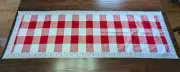 58"x 19" TABLE RUNNER hm w/Big "RED & WHITE" Sqs - White Cotton Lace Borders NEW