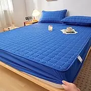 Thickened Laminated Cotton Adjustable Fitted Sheet 160x200 Quilting Process Mattress Cover Solid Color, 06,90x190x30cm