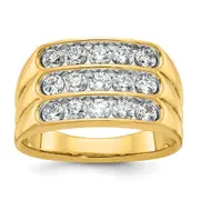 14k Yellow Gold Men's Three-row Diamond Ring Mounting