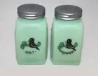 Jadeite Green Glass Birds Salt and Pepper Shakers Jade Art Deco Arch Retro Style