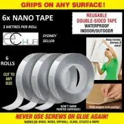 6x Nano Tape Rolls, Double Sided Tape, Clear Tape, 300mm x 30mm x 20mm, Gel