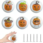 [Lasyman] Ceramic 6Pack 1.5" Holiday Christmas Pumpkin Halloween Decorative Cabinet Fall Knob Covers for Cabinets Door Knobs Dresser Drawers