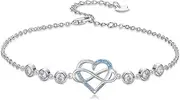 [ABIGY] Women's Infinity Anklet 925 Sterling Silver Heart Anklet Mother's Day Birthday Gift, Sterling Silver