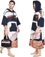 Surf Poncho for Men Women Adult, Changing Towel Hoodie with Kangaroo Pocket, Swim Robe for Beach, Pool, Swimming, Surfing (Brown, Large)