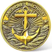 Christian Challenge Coin with Bible Verse - Anchor in Christ Design, Zinc Alloy, 1.57 Inch with Protective Case – Inspirational Gift for Faith and Strength ﻿ ﻿ ﻿
