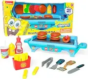 SpongeBob SquarePants Krusty Krab Toy Grill for Kids Lights & Sounds Krabby Patty Burgers, Kelp Fries, Pretend Plastic BBQ Cooking Toys for Toddlers