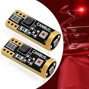 ZKFAR Pack-2 Car LED Decoding Lights, T10-3030-3SMD Instrument Lights, 3W 300LM Door Lights, Multipurpose Indoor Lights, LED Bulbs Conversion Kit, Universal for Most Cars, Trucks and Vans (Red)