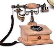 Vintage landline telephone, corded retro phone with practical small wooden drawers and comfortable handles, wear-resistant and durable, suitable for office, art gallery at home