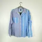 Wild Fable Womens Medium Blue White Striped Long Sleeve Button Up Top Oversized