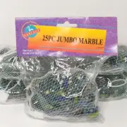25 Jumbo Marbles Cats Eyes Shooters Vintage Dead Stock Unopened Pack (1)
