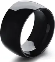 [Fashion Month] Men's 12mm Classic Black Titanium Stainless Steel Ring Wedding Engagement Domed High Polished Band