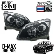 For Isuzu D-max 12-14 LR Pair Front Headlamp Light Projector W/O Bulbs Black Rim