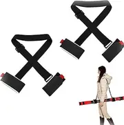 WEZCHUGHAOL 2 Pack Ski & Pole Carrier Straps - Adjustable Shoulder Strap with Cushioned Fastener Tape for Easy Transport | Durable Ski Equipment Accessories for Men Women