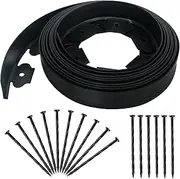 Quibbay 2 Inch x 25FT Landscape Edging Border with 20 Anchoring Spikes, No Dig Garden Border Edging Kit, Plastic Edging Border Flexible for Garden Flower Beds Lawn Yard Paver Pathway, Black