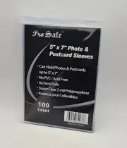 (100-Pack) Pro-Safe 5" x 7" Photo & Postcard Sleeves 2 Mil Archival Safe 5x7