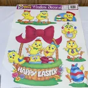 Vintage Happy Easter Window Static Cling Stickers Putt Putt Golf Chicks Eggs