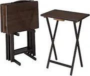 MAnzzo Walnut 5-Piece Folding TV Tray Table Set, 19 x 15 x 26 Inch (4 Table + 1 Rack Stand) (Color : Walnut)