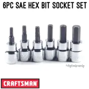 Craftsman Standard SAE Hex Bit Allen Key Socket Set 3/8" Drive Ratchet 6pc