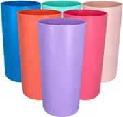 26 Ounce Plastic Tumblers/Large Drinking Glasses/Party Cups/Iced Tea Glasses,Unbreakable, Dishwasher Safe, Set of 6 in 6 Assorted Colors
