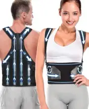 Adjustable 2 in 1 Back Brace and Posture Corrector for Men and Women, XL