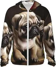 [LHBWCVN] UPF 50+ Light Jacket Full Zip Sun Protection Hoodie for Women Men Long Sleeve puppys Pug Sun Shirts