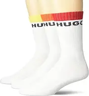 [HUGO] 5-Pack Big Logo Quarter Length Ribbed Socks, Rainbow White, 7-13