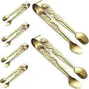 EXHUMKY 6pcs Mini Food Tongs Elegant and Sugar Clamps for Appetizers Desserts and Tea Parties Versatile Kitchen Tools Pattern Design