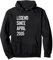 [VidiAmazing] 18th Birthday Boys Girls Legend Since April 2005 18 Year Old Pullover Hoodie ds889