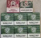 8 Dr. Squatch Soap 6 Snowy Pine Tar, 1 Forsty Pepermint, 1 Suds of The Sly 5 Oz