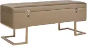Bench with Storage Compartment 105 cm Beige Velvet Storage Furniture