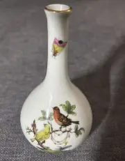 Herend Vintage Bud Vase 5 1/2 inches Birds And Butterflies In Perfect Condition