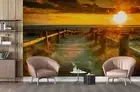 3D Sunset Road Landscape Self-adhesive Removeable Wallpaper Wall Mural