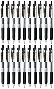 Zebra Sarasa Clip 0.3 Retractable Gel Ink Pen, Rubber Grip, 0.3mm, Black Ink, Value Set of 20