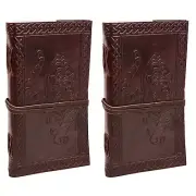 Leather Bound Journal Handmade Diary Tiger Embossed Notebook Sketchbook Set of 2