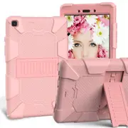 For Samsung Galaxy Tab A 8.0-Inch (2019) Case, Shockproof Colourblock Silicone Cover with a Stand, Rose Gold
