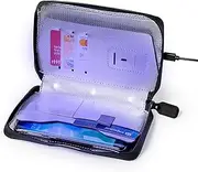 UV Disinfectant Steriliser for Smartphones Credit Cards Earpods Key in Zip Polyester Case with RFID Blocker and 2 Sterilisation Modes Kills Bacteria from Format 2 x 18.5 x 4 cm